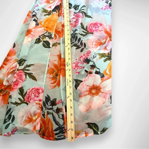 REVAMPED Women's Light Aqua Green Floral Maxi Dress XS | EUC - Picture 7 of 11